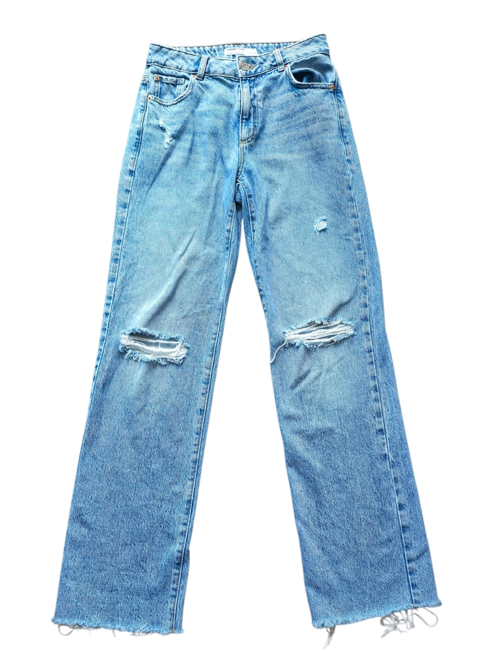 Garage Light Blue Wide Leg Distressed Jeans
